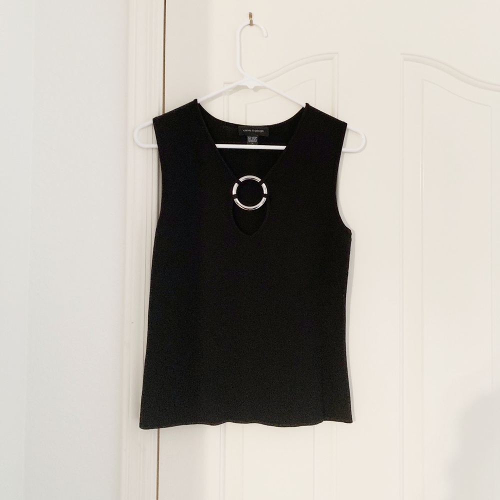 Cable & Gauge Black Tank Top With Ring Detail